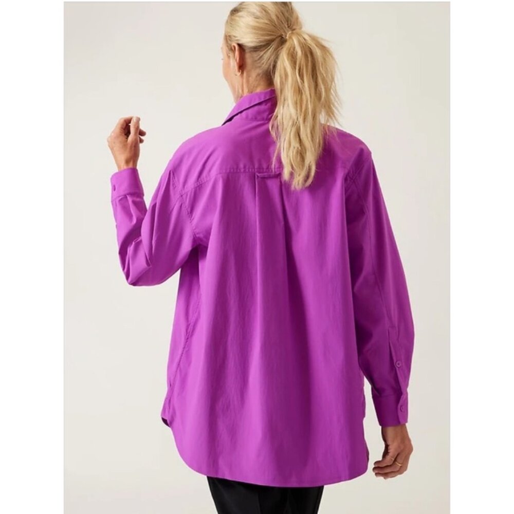 Athleta Purple Button Down Shirt - Picture 2 of 11
